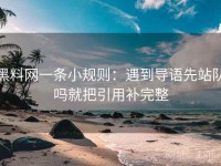 黑料网一条小规则：遇到导语先站队吗就把引用补完整