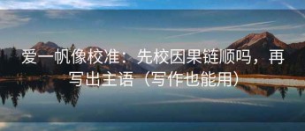 爱一帆像校准：先校因果链顺吗，再写出主语（写作也能用）