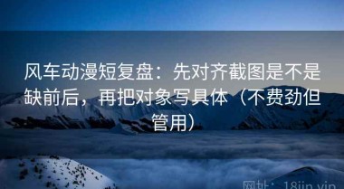 风车动漫短复盘：先对齐截图是不是缺前后，再把对象写具体（不费劲但管用）